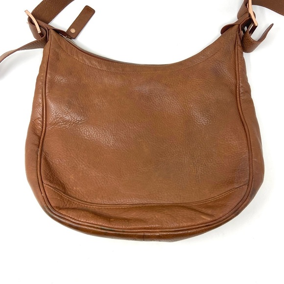 Longchamp Pebbled Leather Carmel Brown Shoulder Bag Zip Closure Adj Strap - Picture 8 of 13